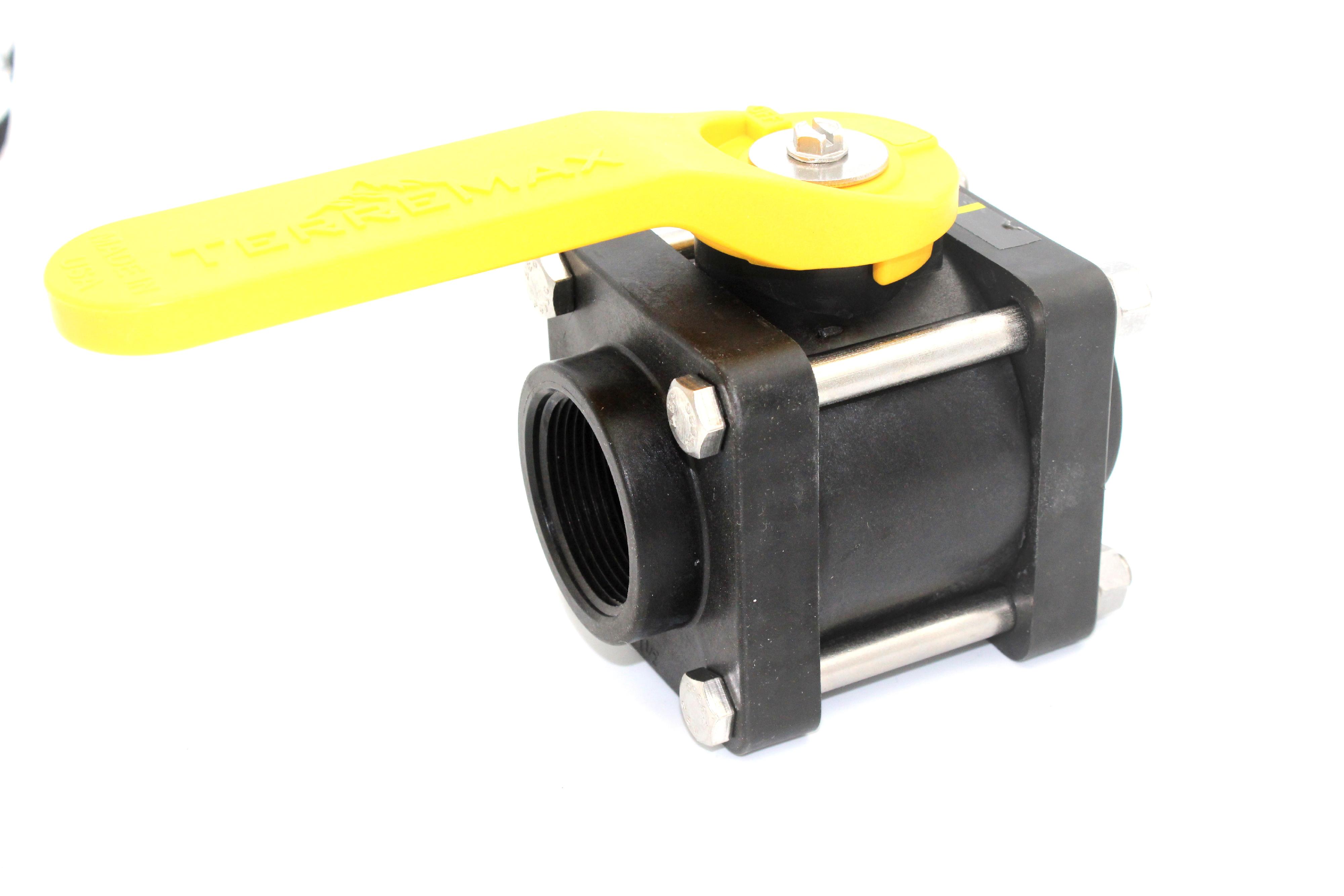 BALL VALVE 1 1/2" FULL PORT 4 BOLT W/ YELLOW HANDLE